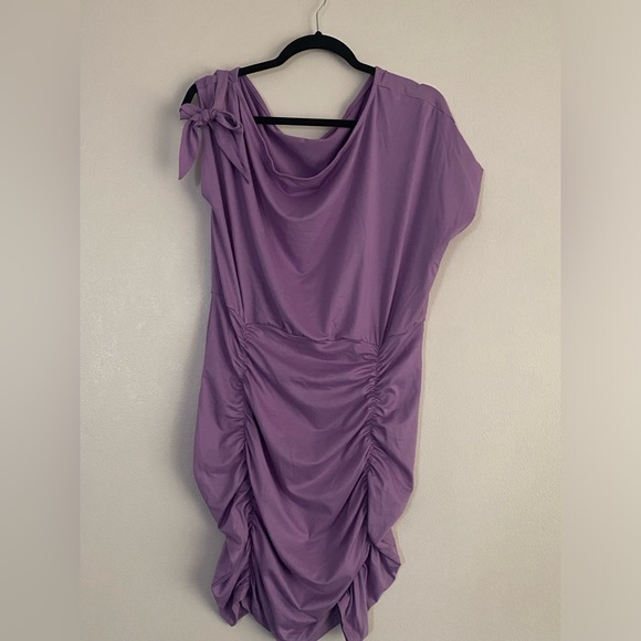 Purple Off Shoulder Ruffled Dress - Picture 2 of 4
